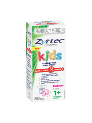 Antihistamine Oral Liquid Kids Cetirizine Bubblegum 60mL