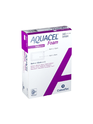Hydrofiber Foam Dressing AQUACEL Adhesive Rectangle 8cm x 13cm